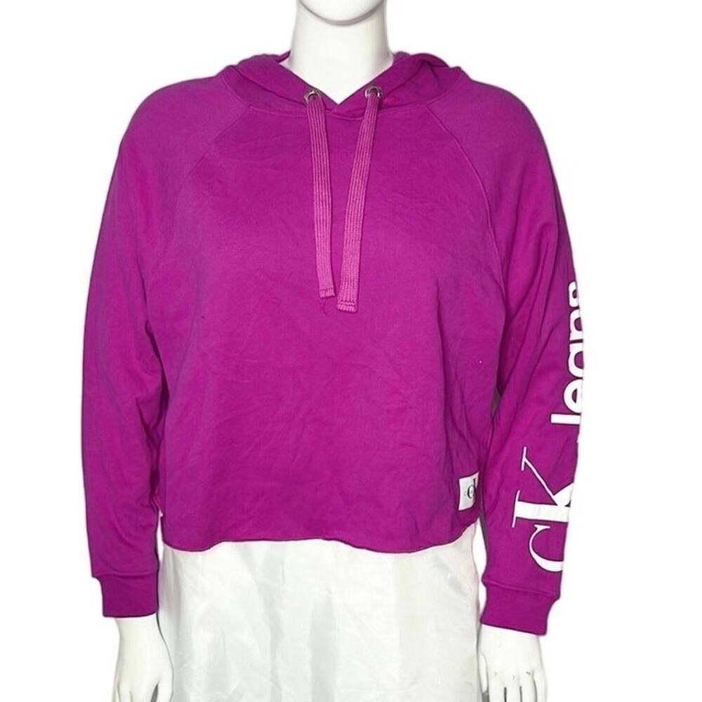 NWT Calvin Klein Jeans Cropped Fleece Hoodie Size Large‎